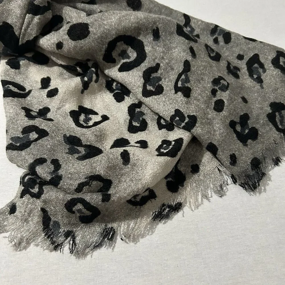 grey and black leopard print scarf